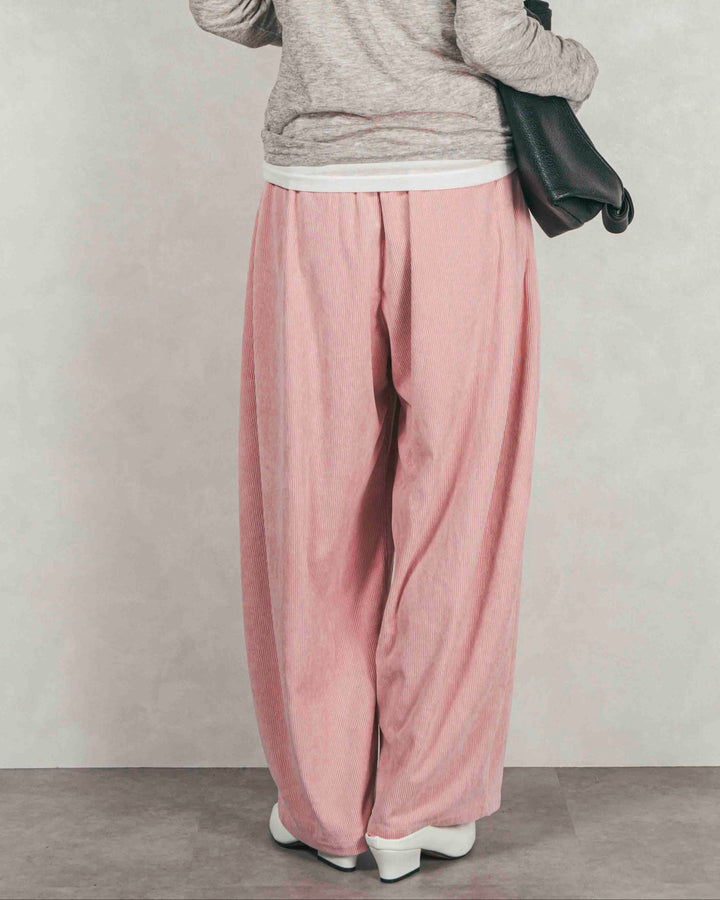 サイドタックコクーンコーデュロイパンツ (PINK）