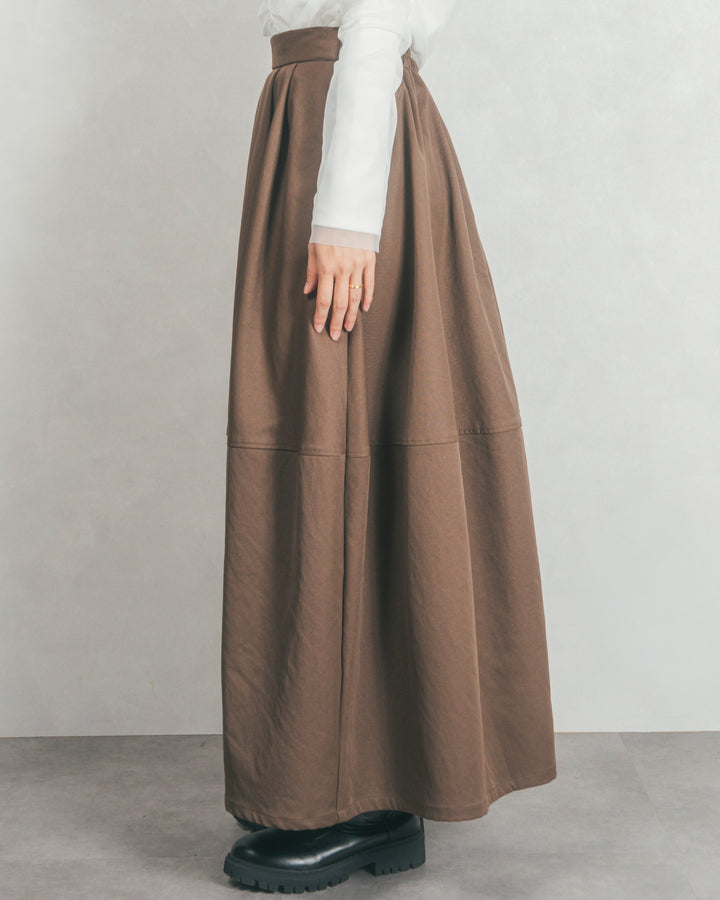 コクーンシルエットロングスカート (BROWN)