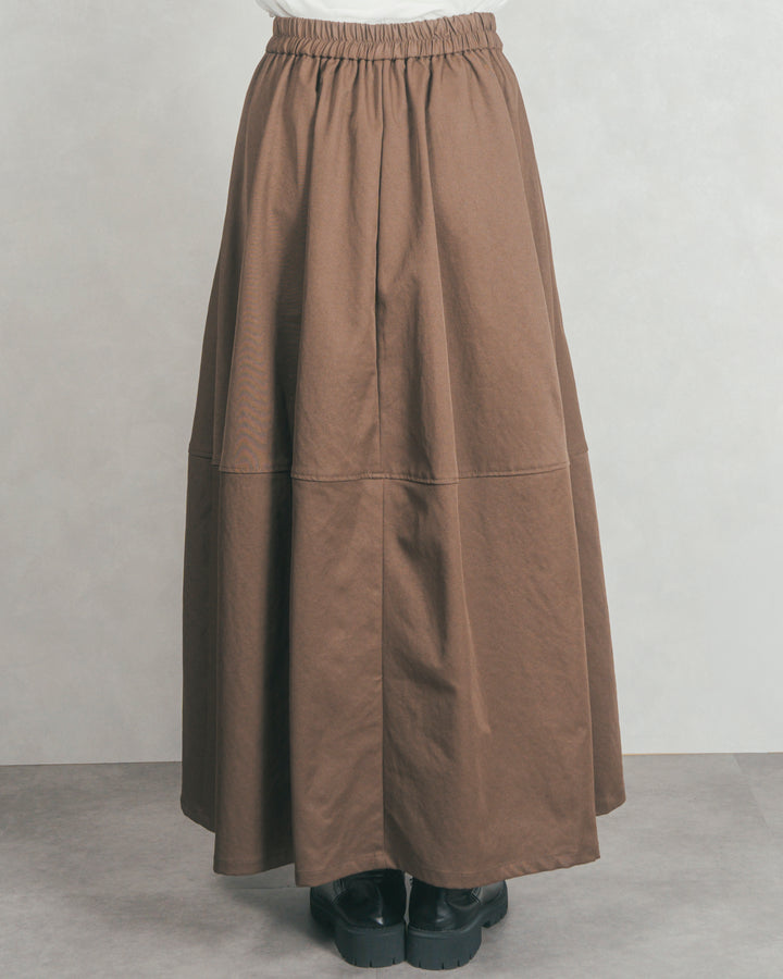 コクーンシルエットロングスカート (BROWN)
