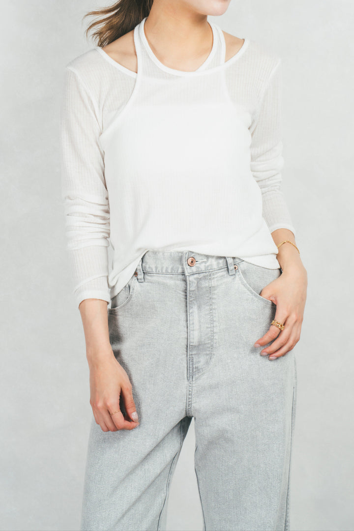 リブレイヤードシアートップス(WHITE)