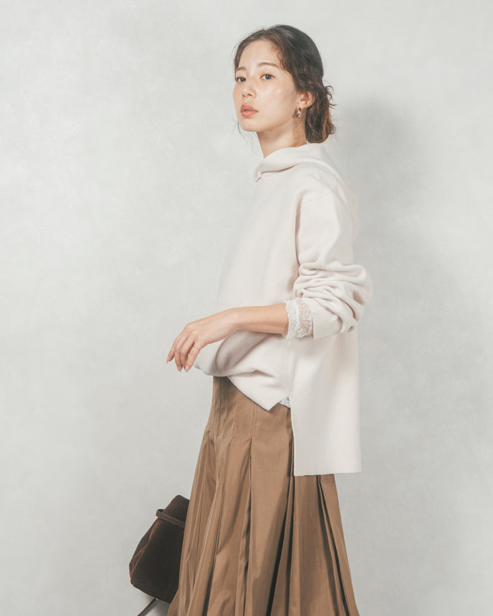 ［SET］Souffleニットフーディー+W-Tuckプリーツロングスカート（2SET）