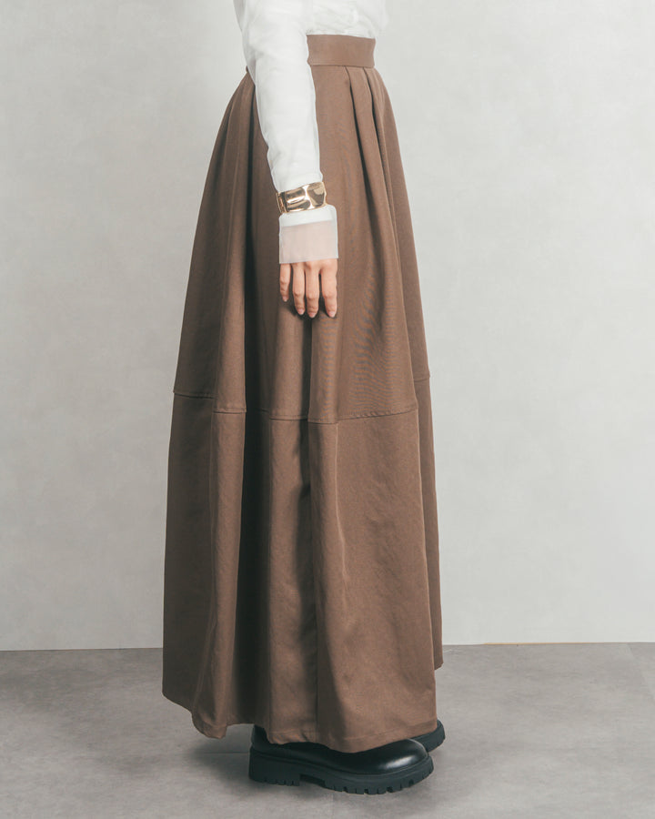 コクーンシルエットロングスカート (BROWN)