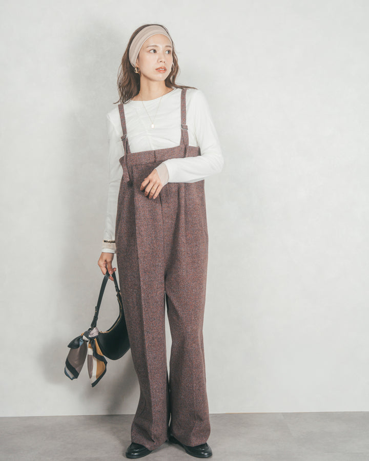 【2枚SET】チュールシャーリングトップス＆リブトップス (WHITE x WHITE)