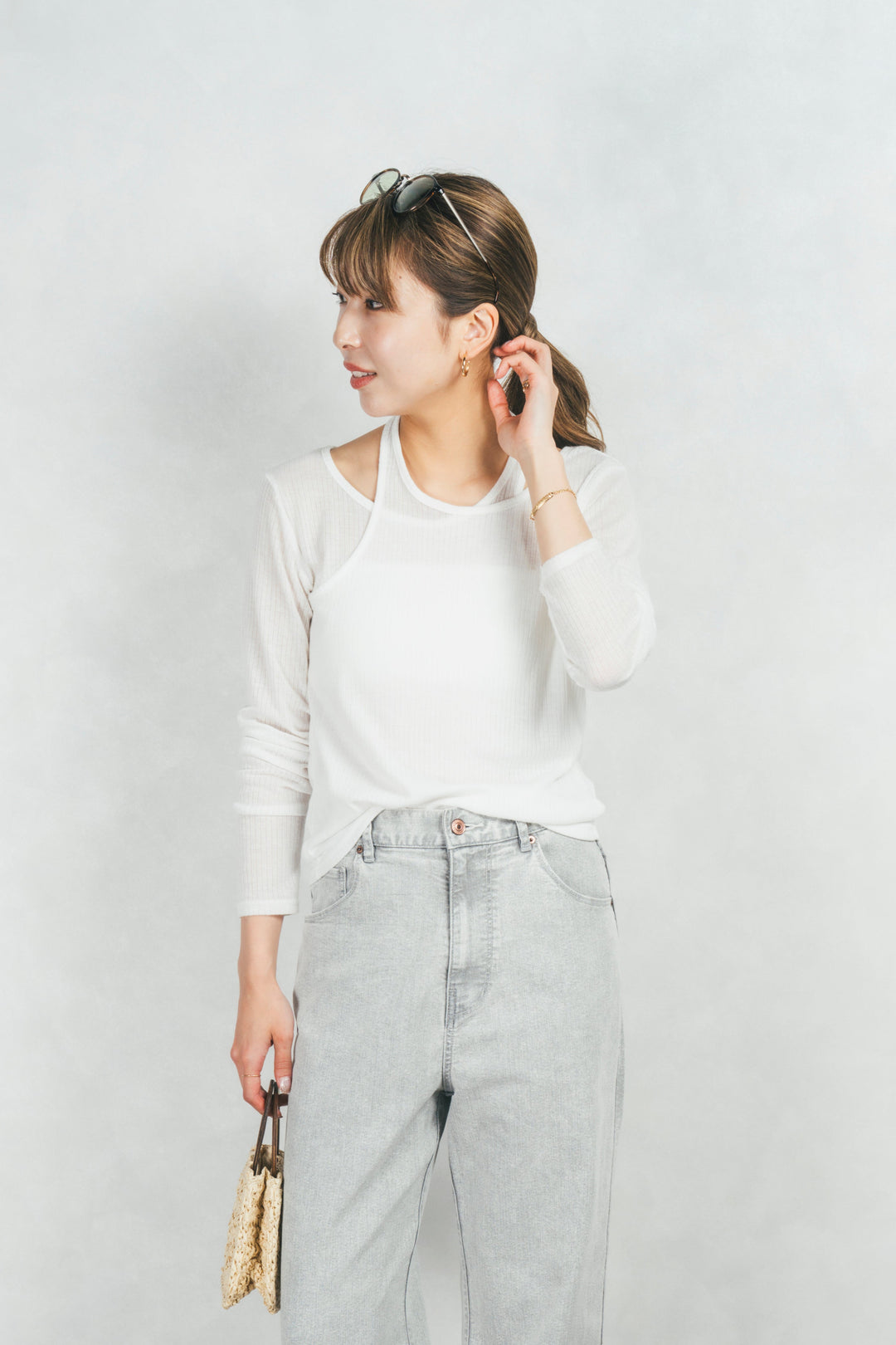 リブレイヤードシアートップス(WHITE)