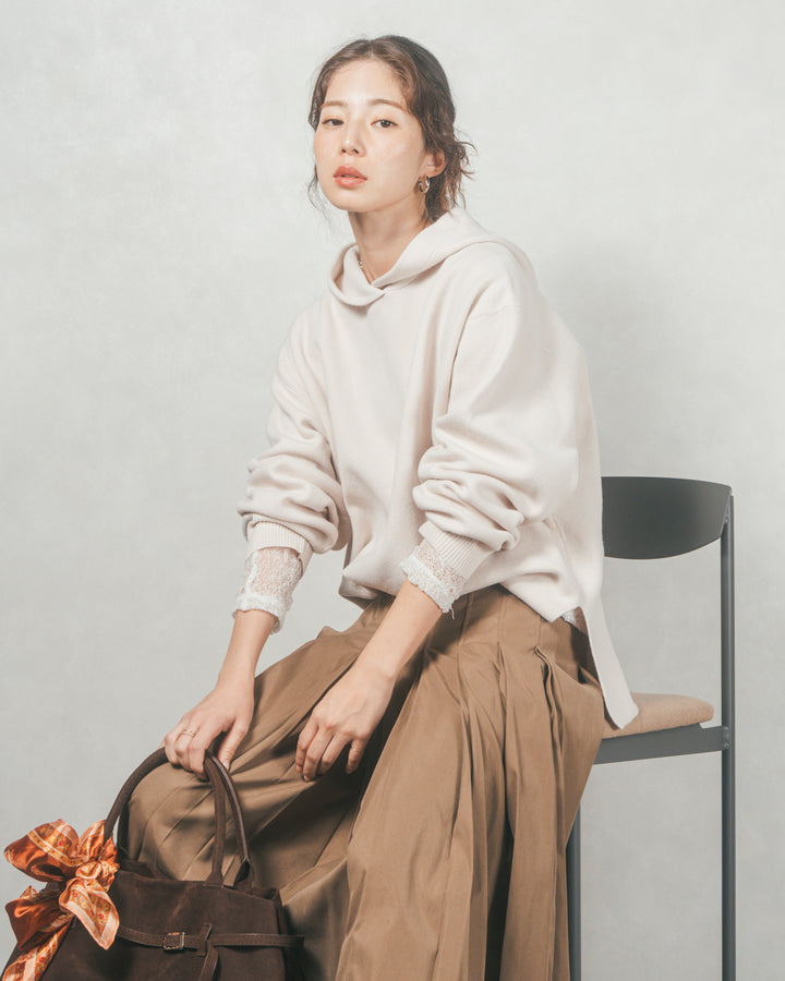 ［SET］Souffleニットフーディー+W-Tuckプリーツロングスカート（2SET）