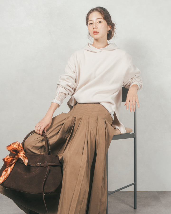 ［SET］Souffleニットフーディー+W-Tuckプリーツロングスカート（2SET）
