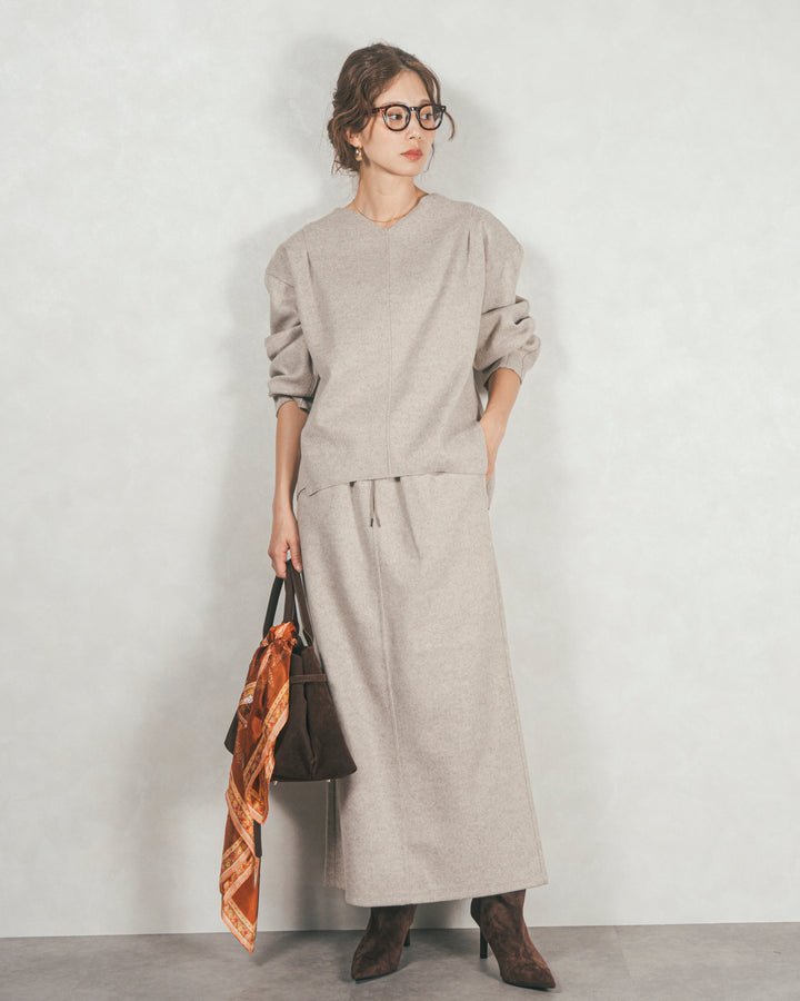 Smoothニットソー Narrowスカート（BEIGE）