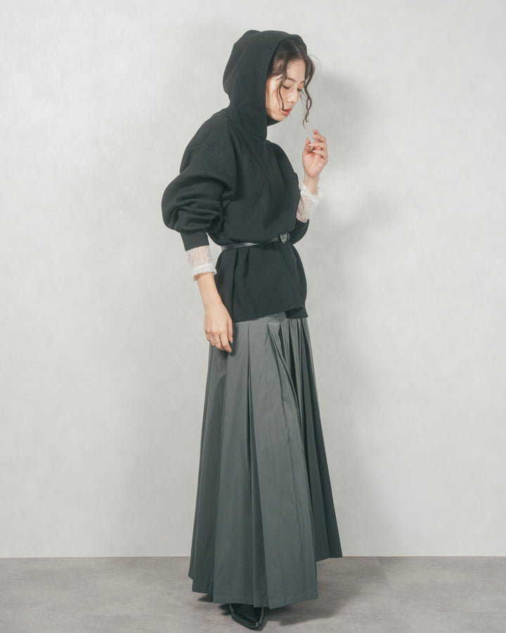 ［SET］Souffleニットフーディー+W-Tuckプリーツロングスカート（2SET）