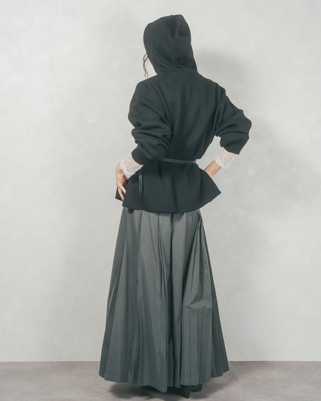 ［SET］Souffleニットフーディー+W-Tuckプリーツロングスカート（2SET）