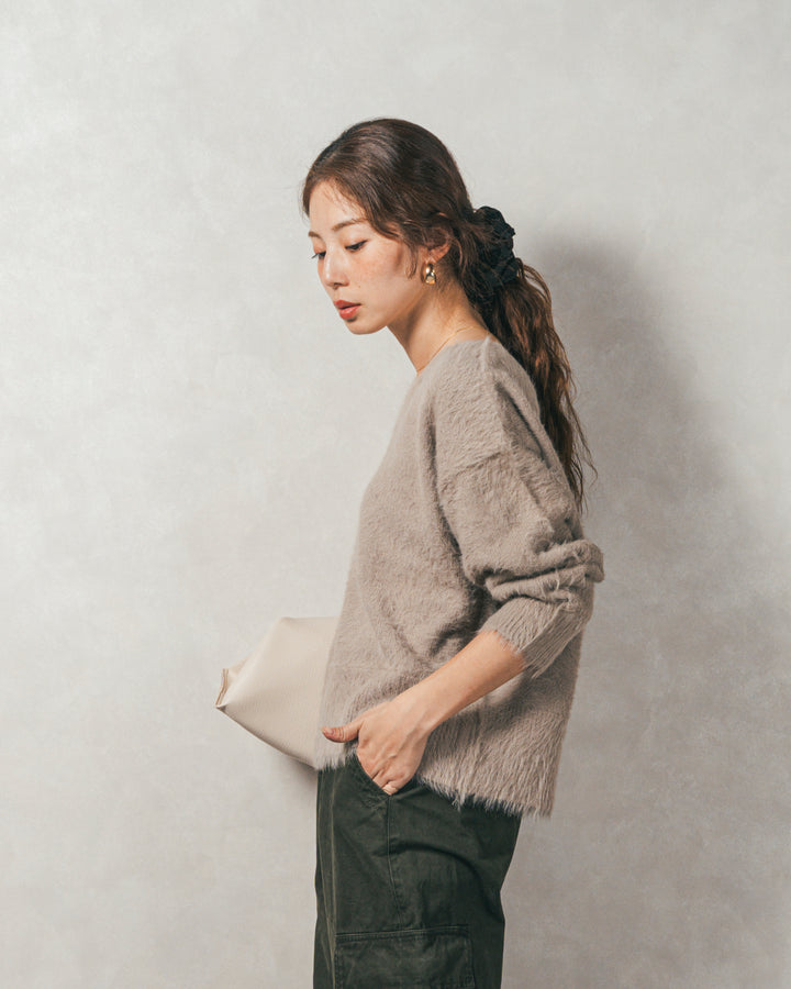 ［SET］2-Way オフショルフェザーニット+ピグメントツイルカーゴパンツ（2SET）