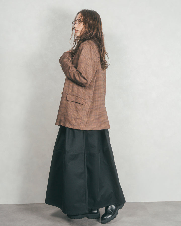 ［SET］Effortless チェックジャケット+コクーンシルエットロングスカート（2SET）