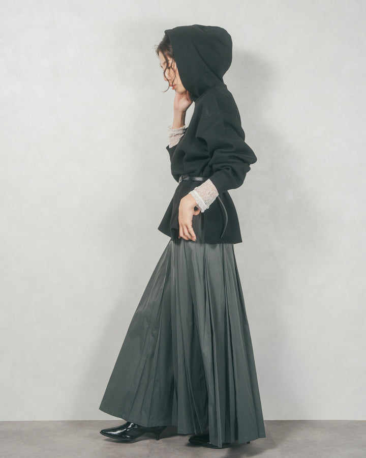 ［SET］Souffleニットフーディー+W-Tuckプリーツロングスカート（2SET）