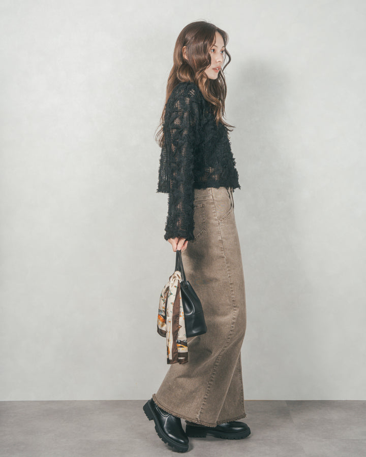 チュールメッシュクロップドトップス (BLACK)