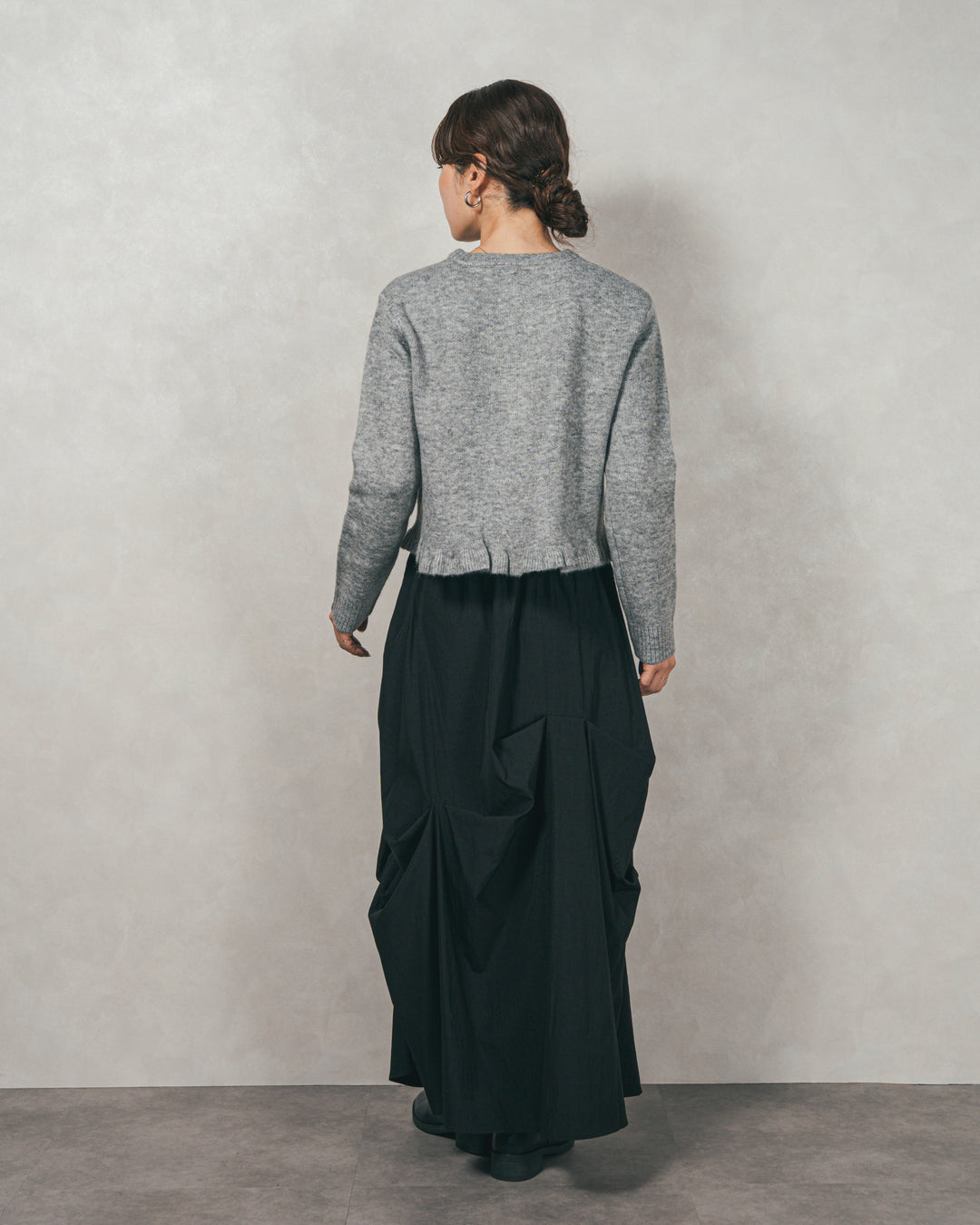 フロントフリルメランジニットカーデ（GREY）