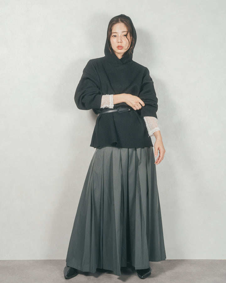 ［SET］Souffleニットフーディー+W-Tuckプリーツロングスカート（2SET）