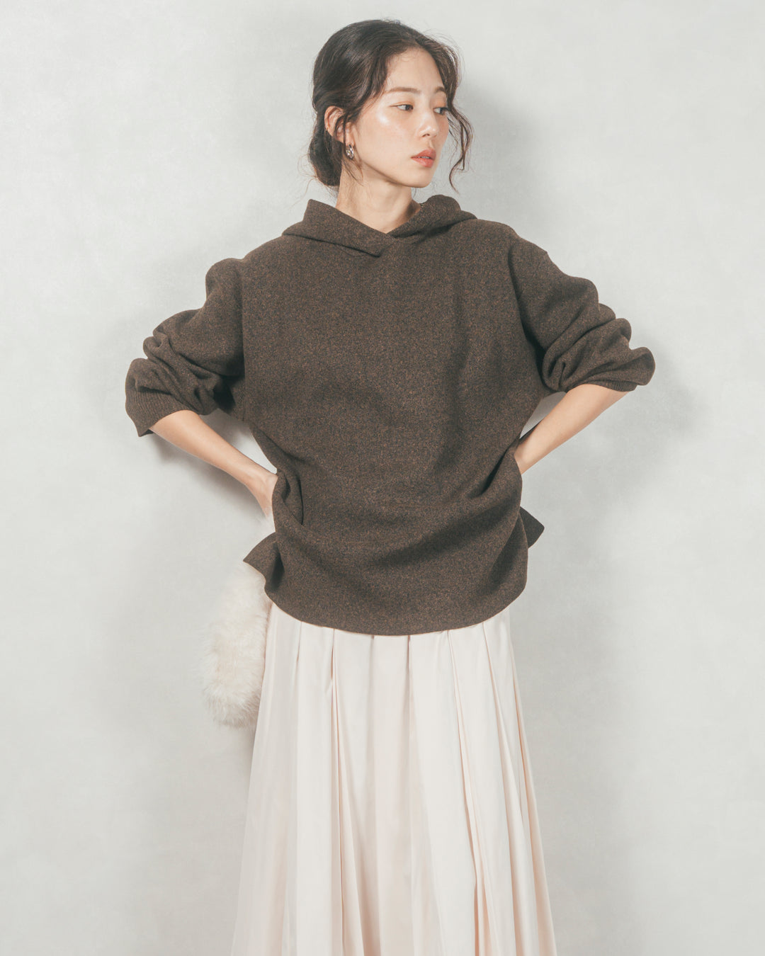 ［SET］Souffleニットフーディー+W-Tuckプリーツロングスカート（2SET）