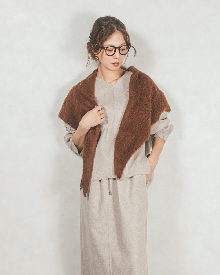 ［SET］Smoothニットソー Vネックプルオーバー+Smoothニットソー Narrowスカート