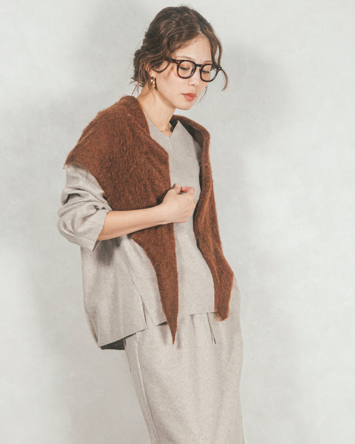 モヘアタッチ マルチTriangleスカーフ (BROWN)