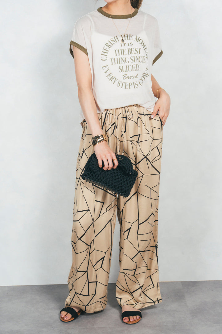 ロゴプリントリンガーT(KHAKI x OFF WHITE)
