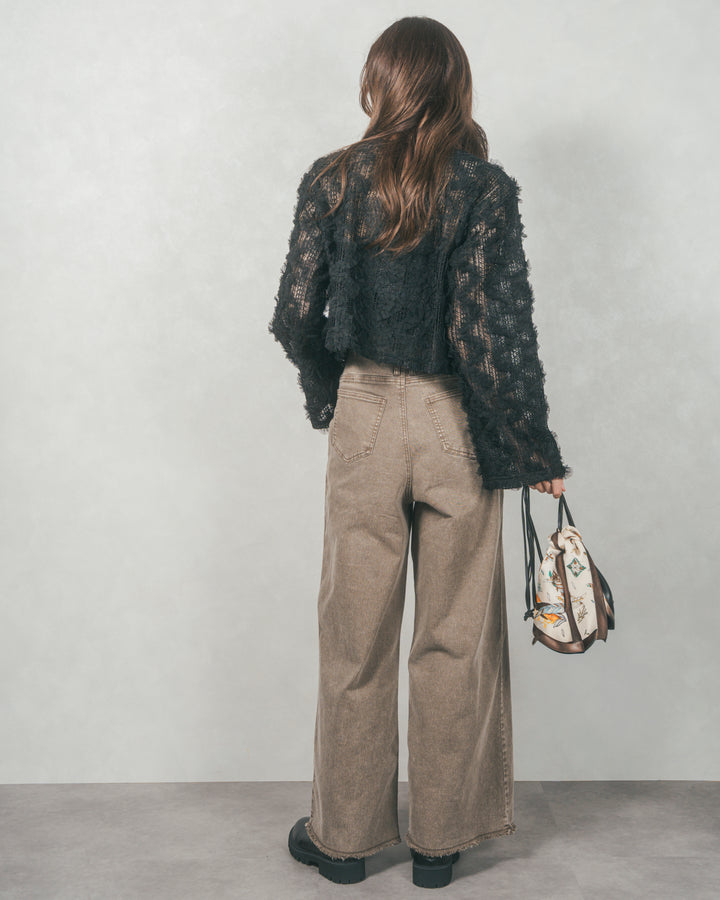 チュールメッシュクロップドトップス (BLACK)