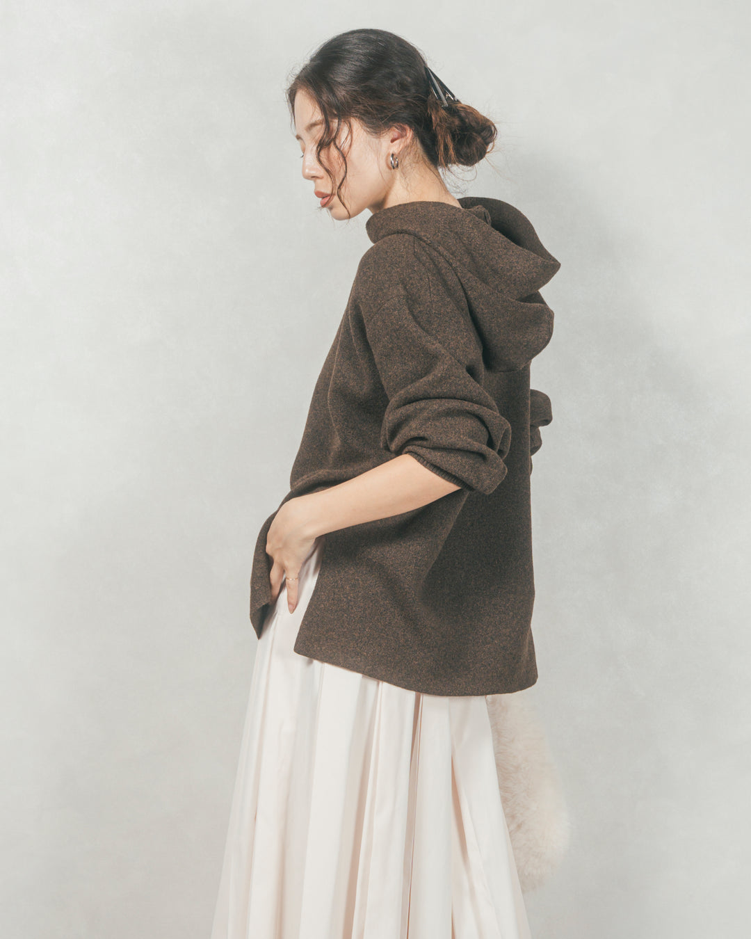 ［SET］Souffleニットフーディー+W-Tuckプリーツロングスカート（2SET）