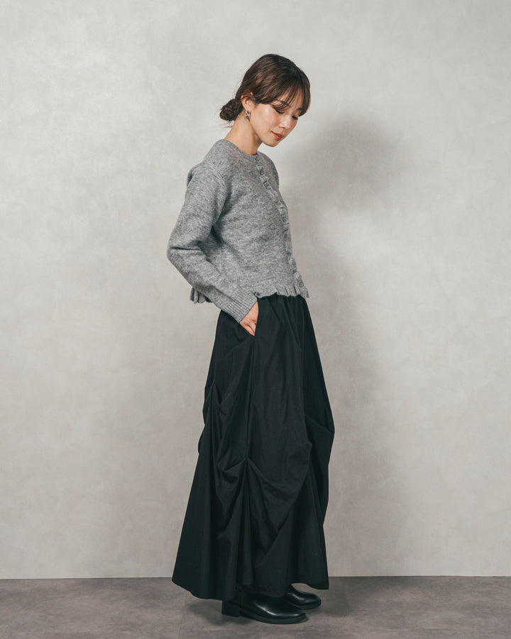 フロントフリルメランジニットカーデ（GREY）