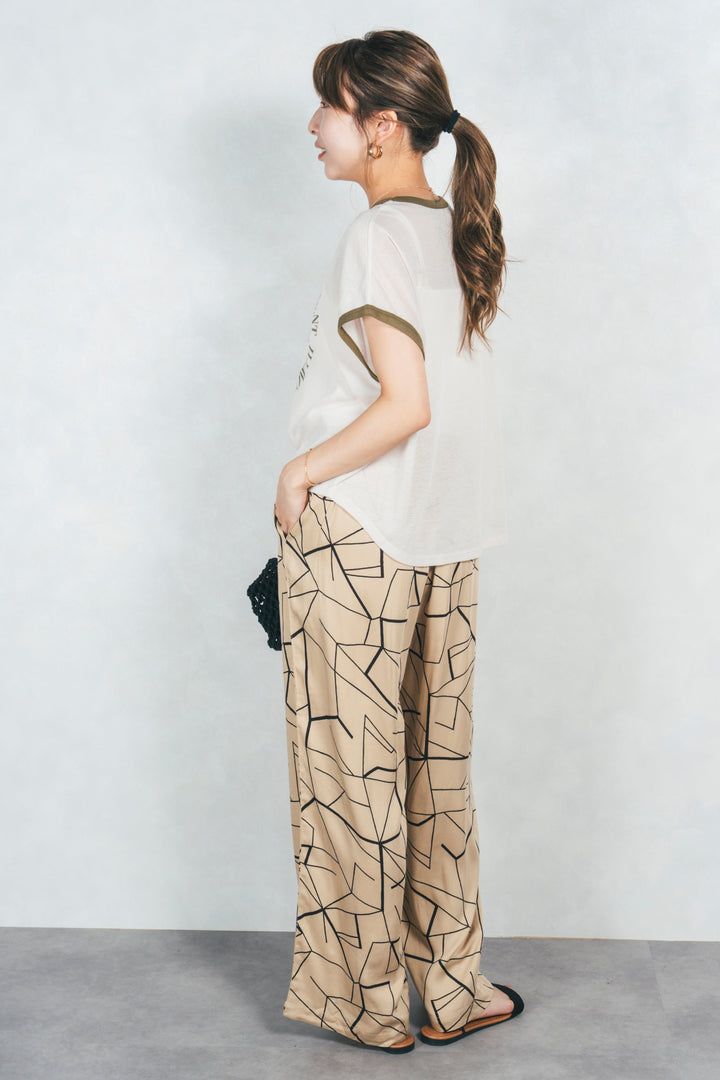 ロゴプリントリンガーT(KHAKI x OFF WHITE)