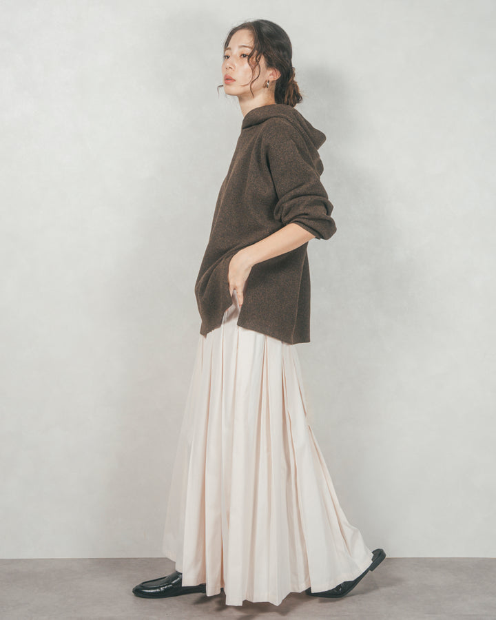 ［SET］Souffleニットフーディー+W-Tuckプリーツロングスカート（2SET）