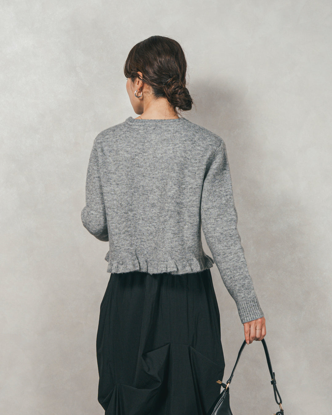 フロントフリルメランジニットカーデ（GREY）