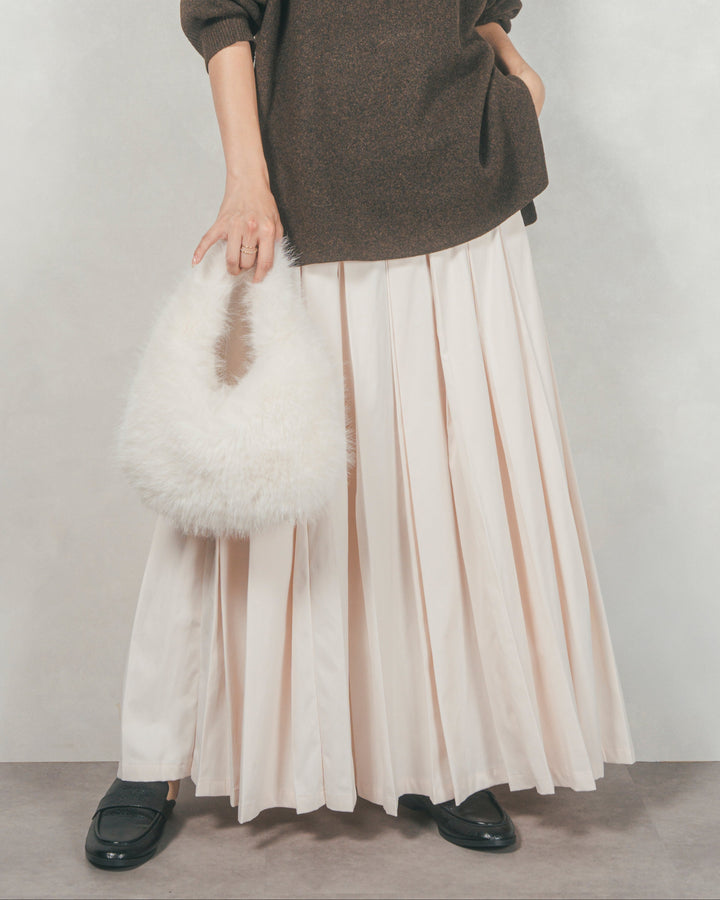 W-Tuckプリーツロングスカート (ECRU)