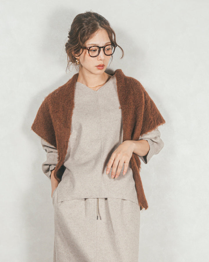 モヘアタッチ マルチTriangleスカーフ (BROWN)