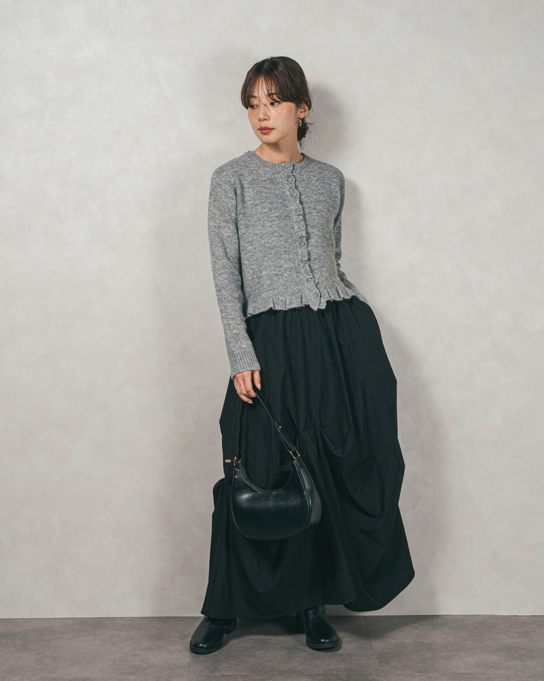 ヴィンテージブロードランダムタックスカート（BLACK）