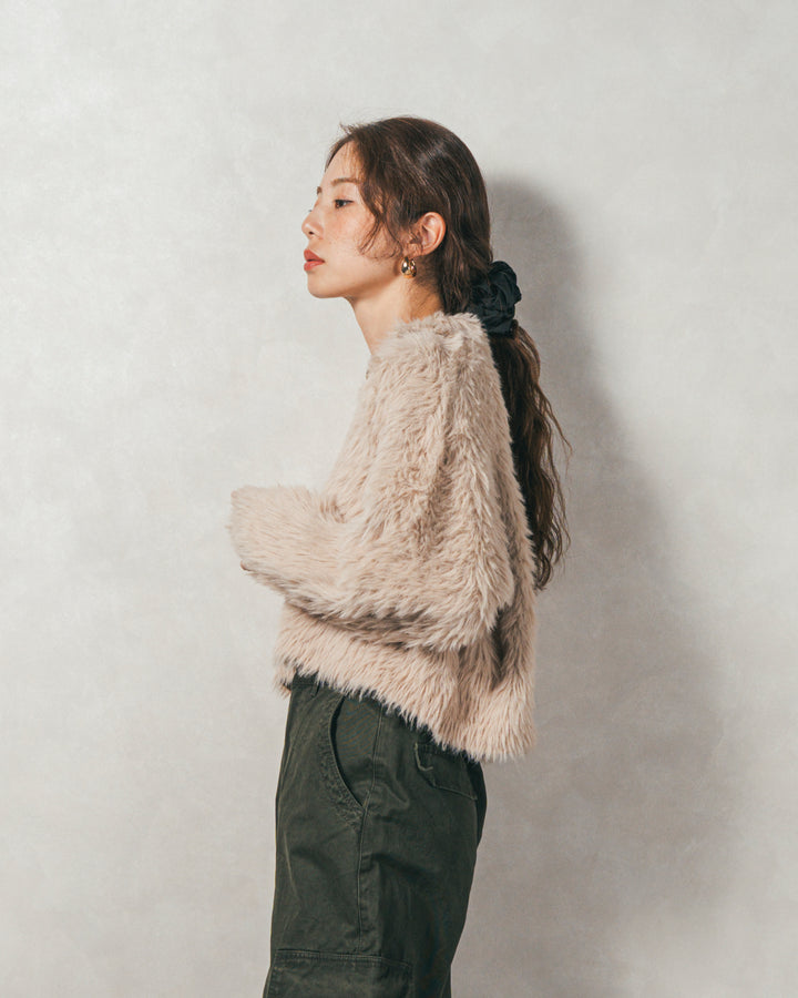 ［SET］フェザーヤーン 衿付きカーディガン+ピグメントツイルカーゴパンツ（2SET）