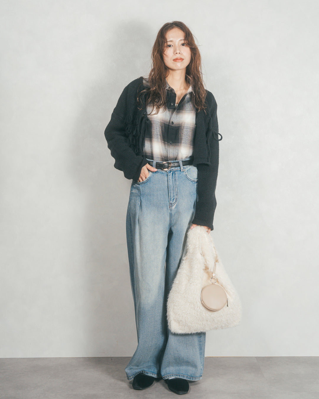 ワイドTuckイージーデニム (BLEACH)