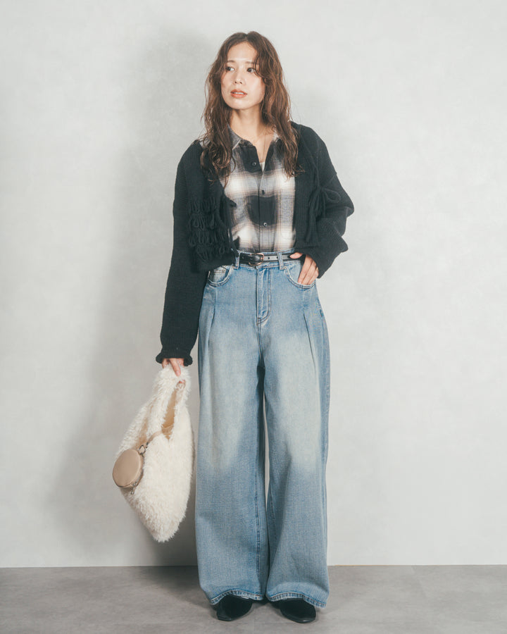 ワイドTuckイージーデニム (BLEACH)