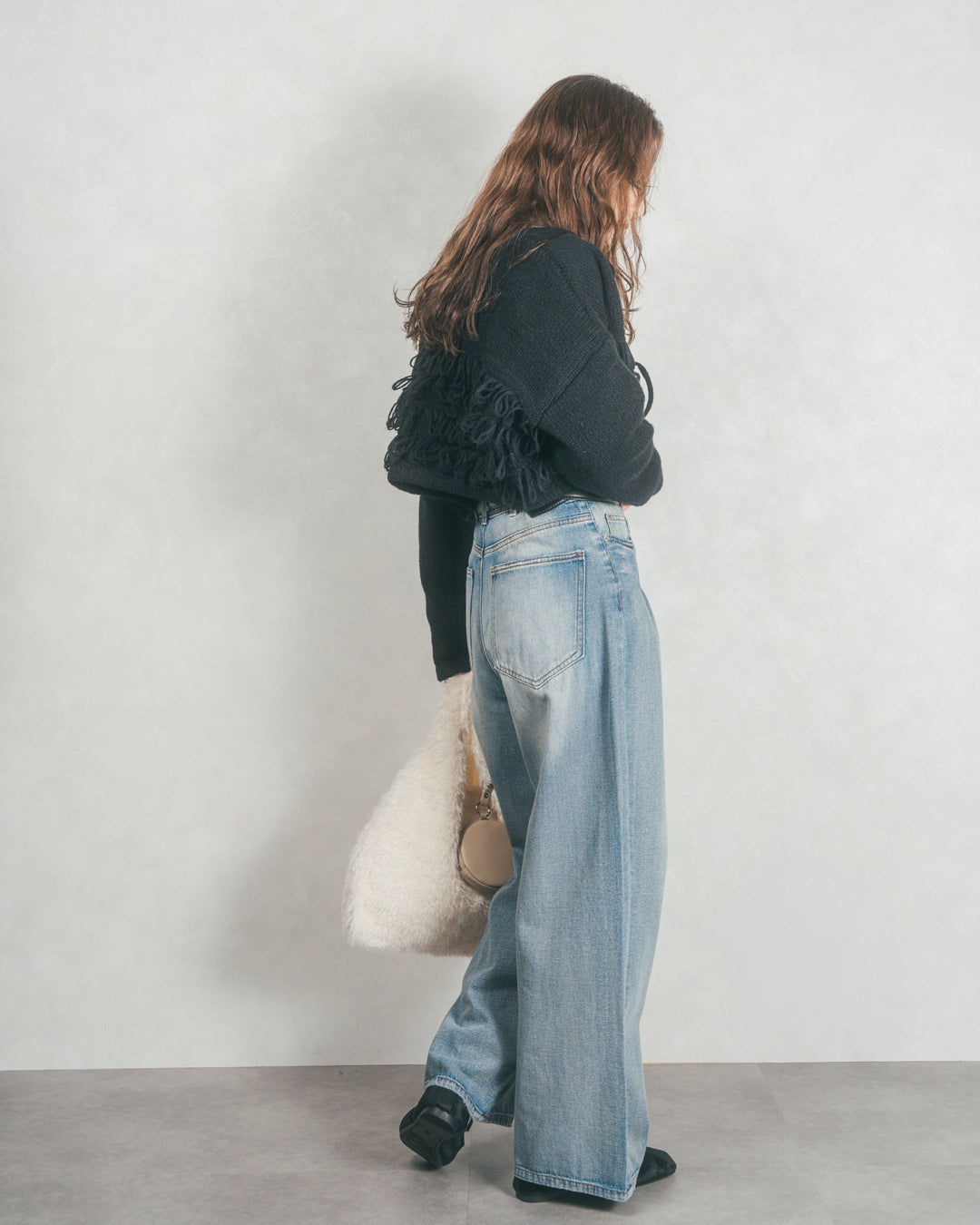 ワイドTuckイージーデニム (BLEACH)