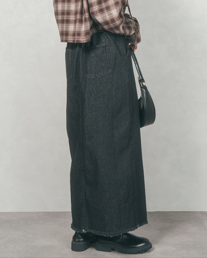 ［SET］テディボア Middleコート+フロントスリット Iラインデニムスカート（2SET）