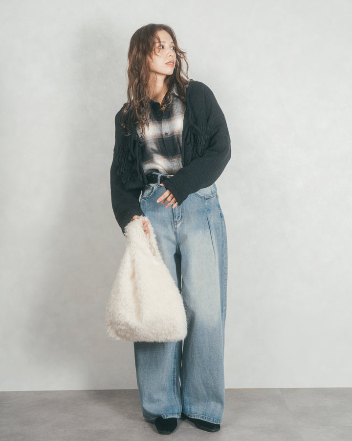 ワイドTuckイージーデニム (BLEACH)