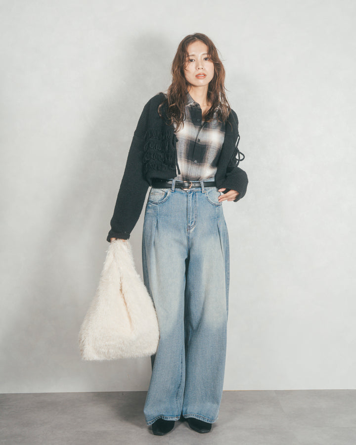 ワイドTuckイージーデニム (BLEACH)