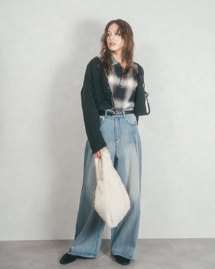 ワイドTuckイージーデニム (BLEACH)