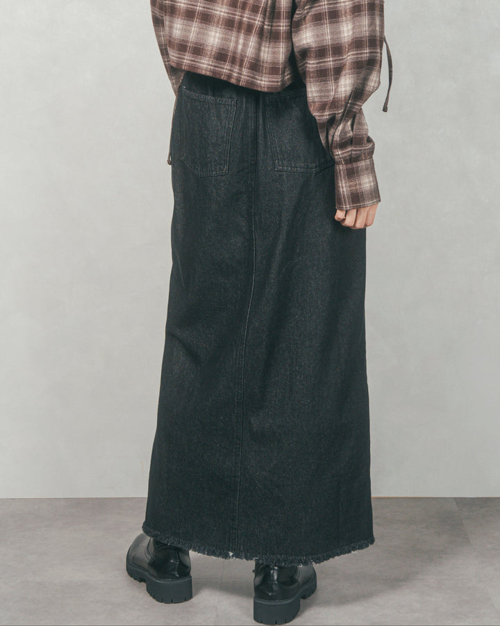 ［SET］テディボア Middleコート+フロントスリット Iラインデニムスカート（2SET）