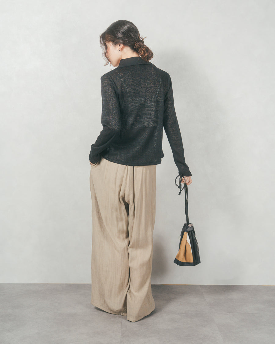 ［SET］リネンブレンドニットシャツ+ワッシャーポプリンイージーパンツ（2SET）