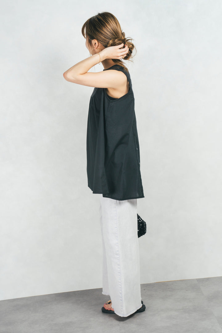 コットンレースサマーブラウス (BLACK)