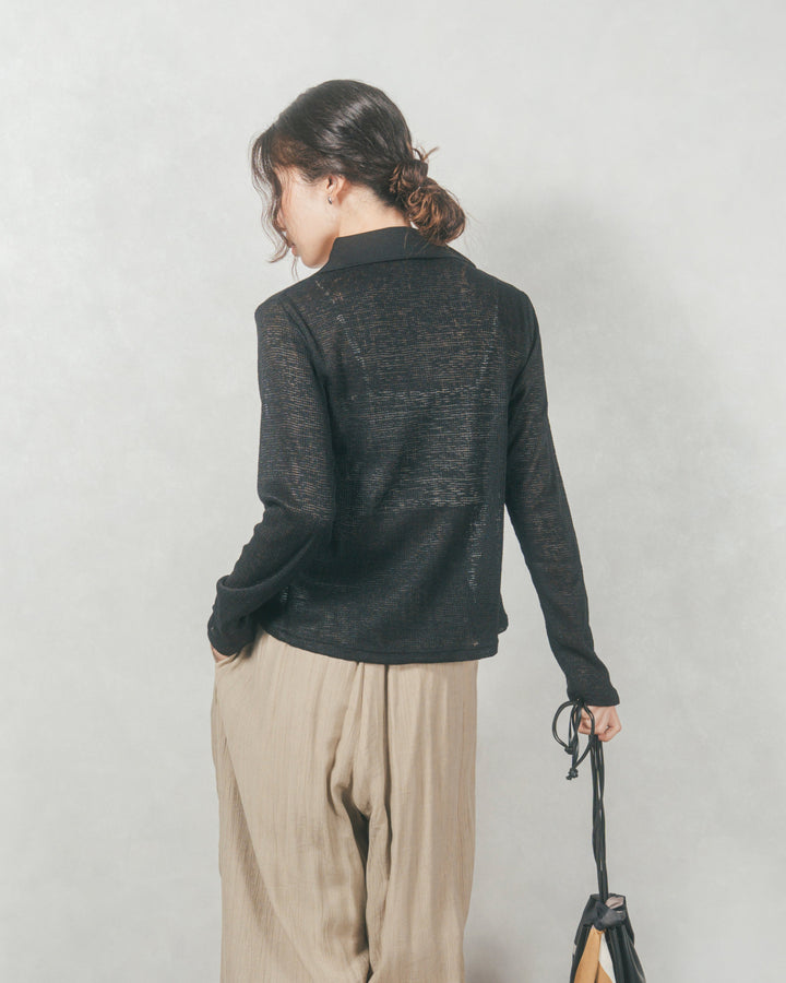 リネンブレンドニットシャツ (BLACK)