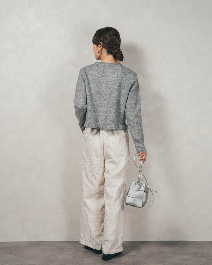 フロントフリルメランジニットカーデ（GREY）