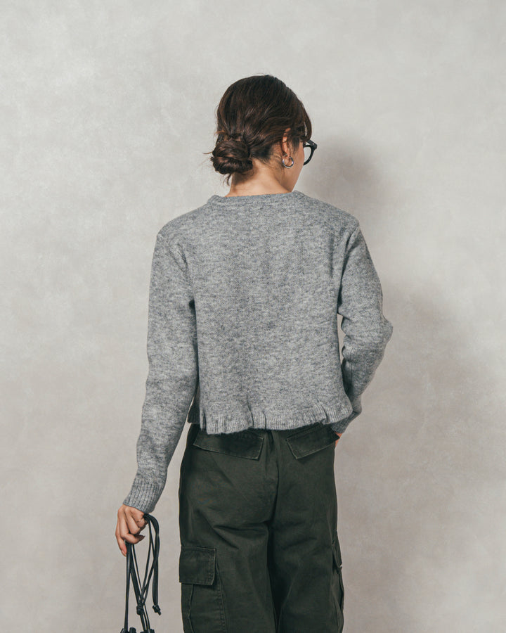 ［SET］フロントフリルメランジニットカーデ+ピグメントツイルカーゴパンツ（2SET）