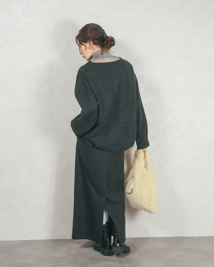 Smoothニットソー Vネックプルオーバー (CHARCOAL)