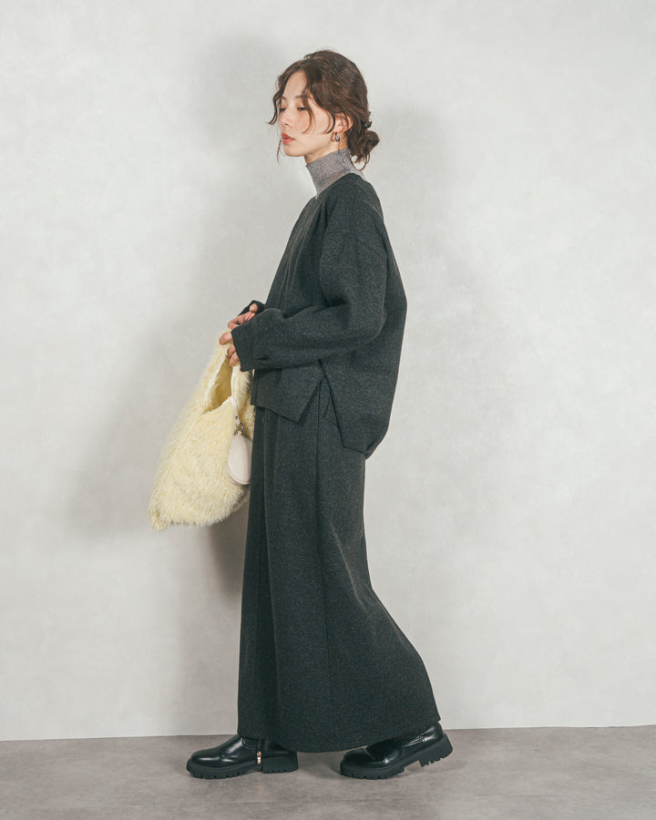 Smoothニットソー Vネックプルオーバー (CHARCOAL)