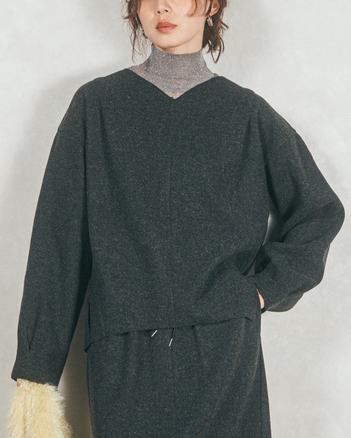 ラメSheerハイネックトップス (DARK GRAY)