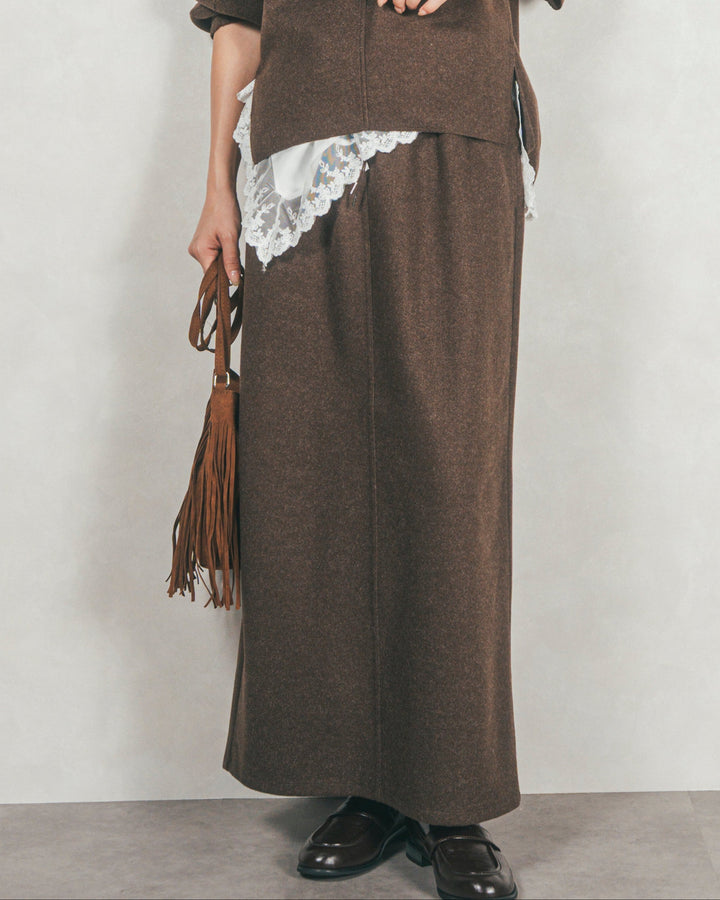 Smoothニットソー Narrowスカート (BROWN)